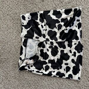 Altar'd State Black and White Cow Print Mini Skirt